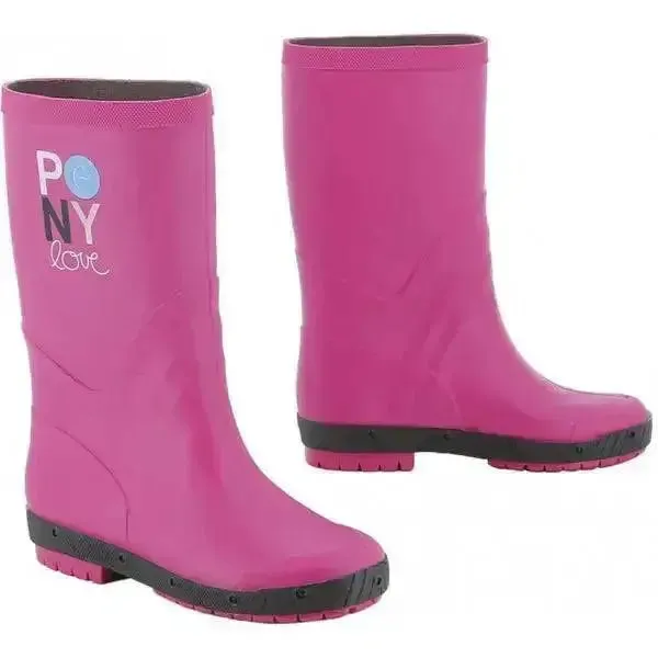 Kids Pink Wellington Boots Equi-Kids Pony Love Synthetic Yard Boots